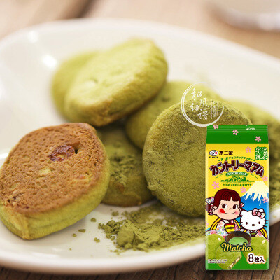 日本进口 不二家 凯蒂猫宇治抹茶粒粒白巧克力夹心软曲奇饼干8枚