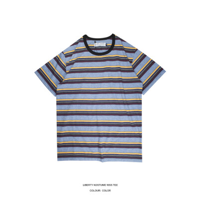 LK LIBERTY KOSTUME stripe tee 蓝黄棕酒红短袖打底