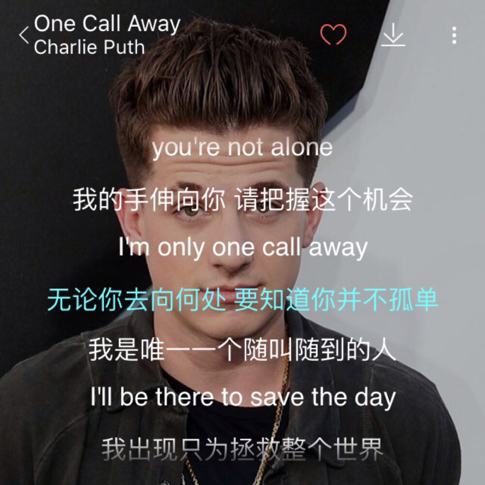 英文歌推荐：One Call Away-Charlie Push