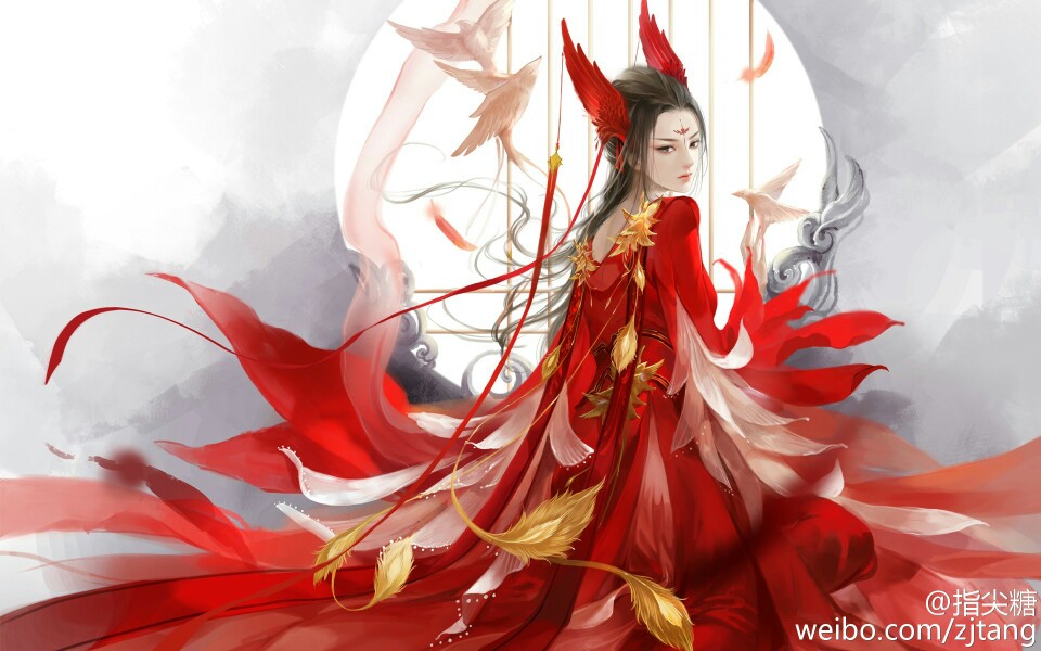 古风美人插图美图朱雀