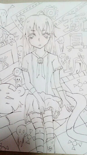 玩具城    原创漫画   人物 封面  黑白线条