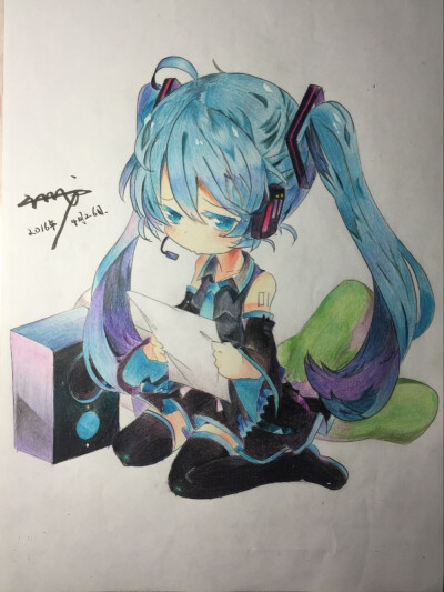 手绘 彩铅 初音