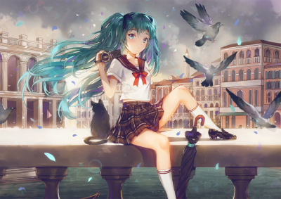 【Gloomy Sunday】by：ダンミル/Dangmill id=1651022861 pixiv，插画，VOCALOID, miku，英伦风