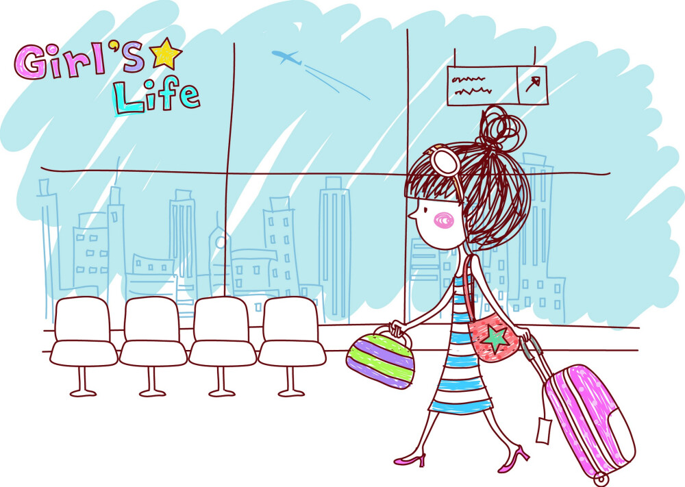 女孩的生活 Girl's Life 图12 旅行 机场 行李箱