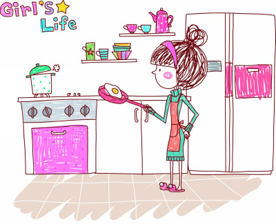 女孩的生活 Girl's Life 图21 做家务 做饭 料理 荷包蛋 厨房