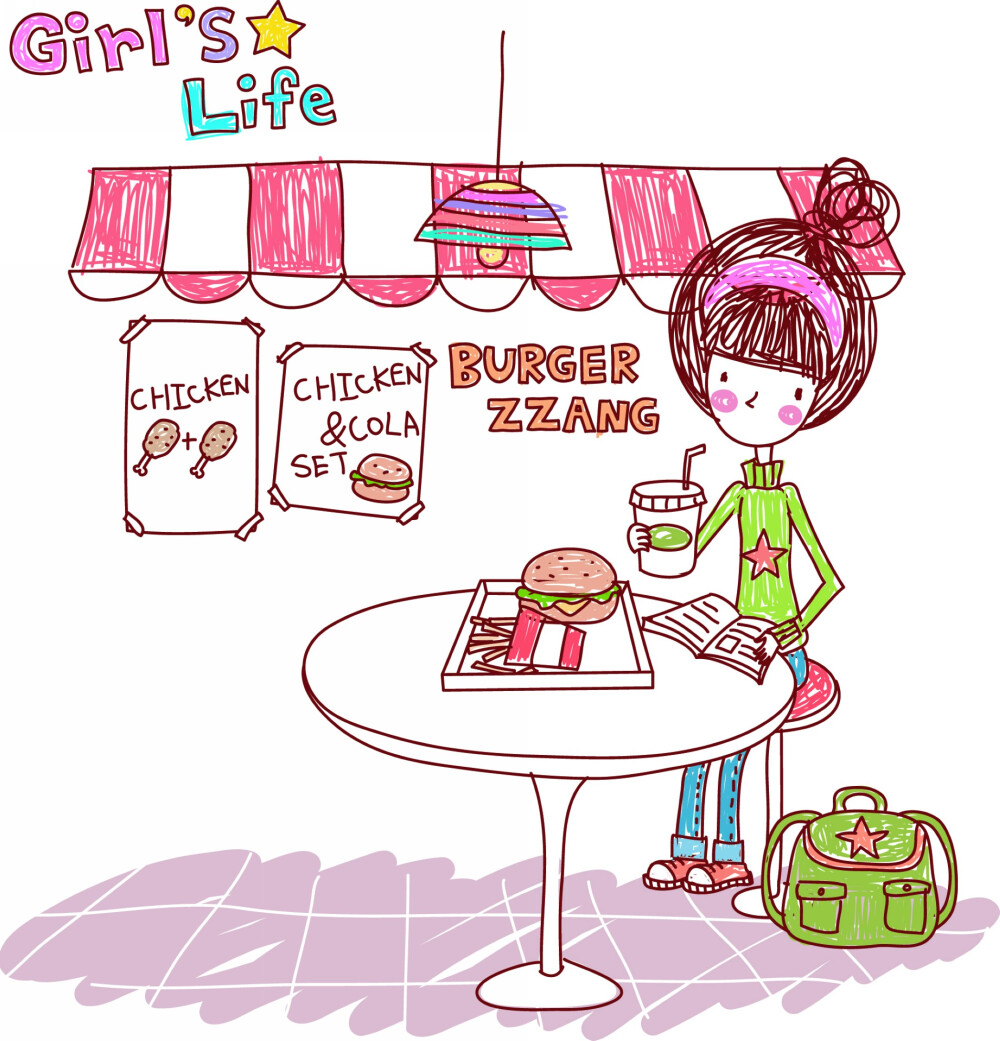 女孩的生活 Girl's Life 图23 休闲 快餐 汉堡包 饮料