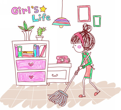 女孩的生活 Girl's Life 图27 做家务 拖地板