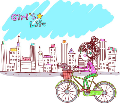 女孩的生活 Girl's Life 图28 骑车 自行车 小狗