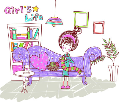 女孩的生活 Girl's Life 图29 织毛衣 编织