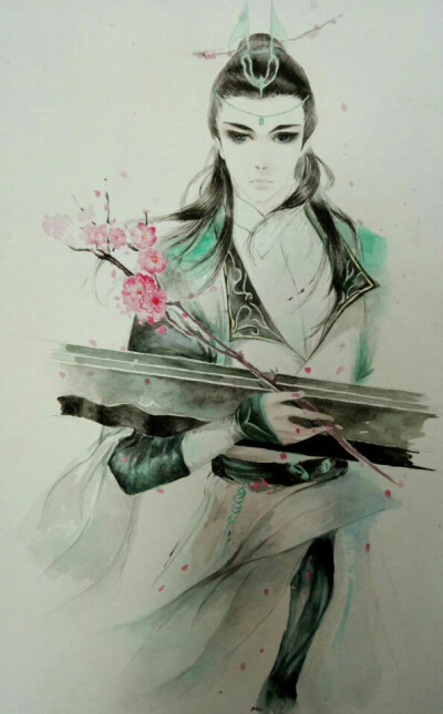 水彩插画 古风 临摹剑三 陌上人如玉