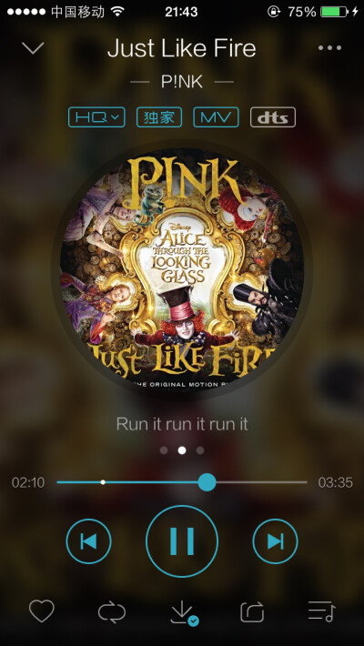 P!nk 粉红佳人Just like fire 爱丽丝梦游仙境2电影主题曲