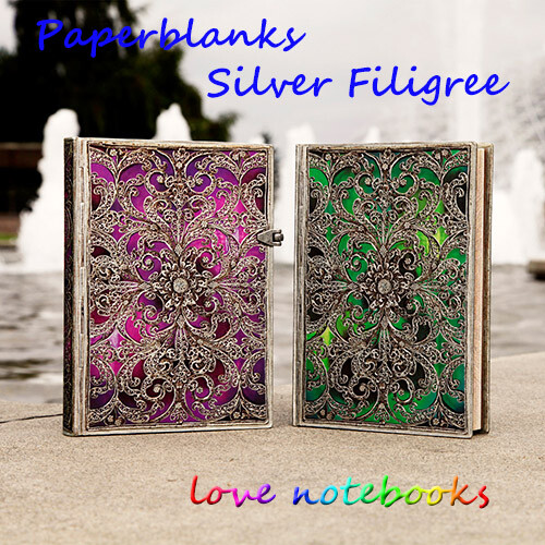 「杂货铺」←_←
现货Paperblanks Silver Filigree新款银丝镶嵌图案笔记本记事本
