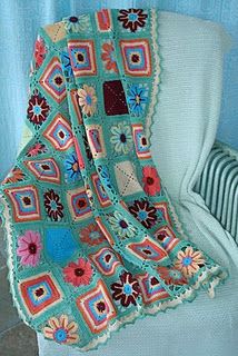 I never have liked the look of granny squares, but they make for an easy project. Now here is a granny square blanket I love- thanks T!