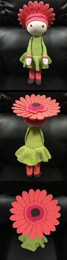 Gerbera Gemma flower doll made by Estrella R M - crochet pattern by Zabbez ༺✿Teresa Restegui http://www.pinterest.com/teretegui/✿༻