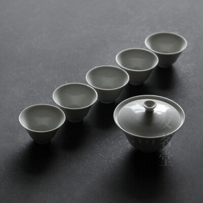 友茗堂 日本 陶艺家 全手工 白瓷 盖碗 品杯 水色釉 RB0339