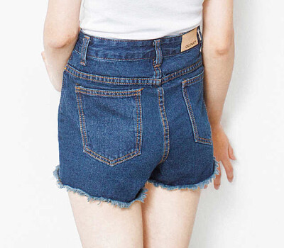 2016年夏季韩版新款短裤 学生款 做旧磨毛高腰女装棉质牛仔短裤
