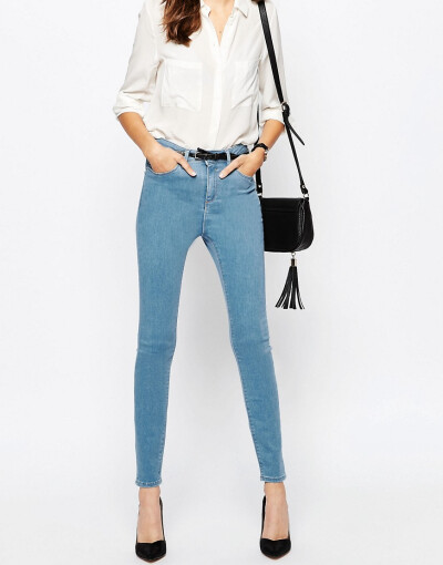 Image 1 of ASOS RIDLEY Skinny Ankle Grazer Jeans In Honey Light Stonewash