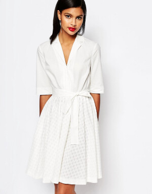 Image 1 of French Connection Geo Flora Shirt Dress in Broderie