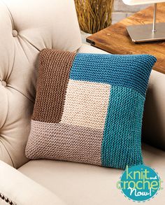 Free Geometric Pillow Knit Pattern Download -- Designed by Sandi Rosner. Featured in Season 5, episode 506, of Knit and Crochet Now! TV. Download here: https://www.anniescatalog.com/knitandcrochetnow/…