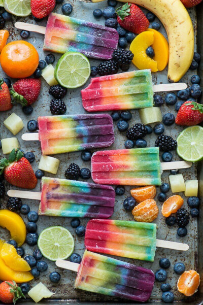 彩虹，水果冰棍。