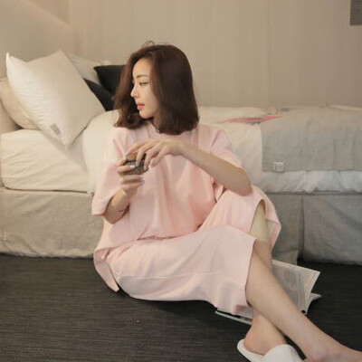 春夏季韩版运动7分套装纯棉卫衣女士睡衣家居服休闲宽松大码