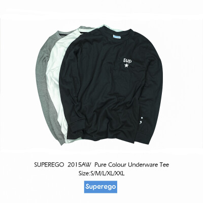 SUPEREGO 15AW Basic Tee 百搭简约舒适棉料分号刺绣长袖T 三色入