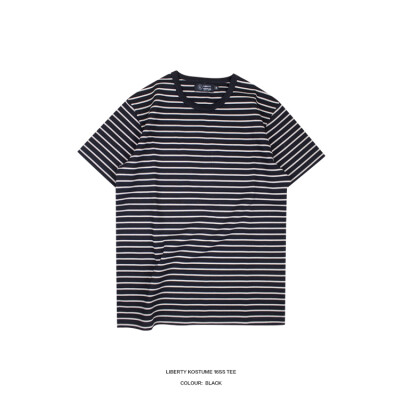 LIBERTY KOSTUME stripe tee 黑米白色条纹厚实罗马布短袖