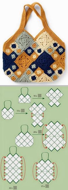 Inspiration :: Granny square bag - no specific pattern . . . . ღTrish W ~ http://www.pinterest.com/trishw/ . . . . #crochet #purse #tote