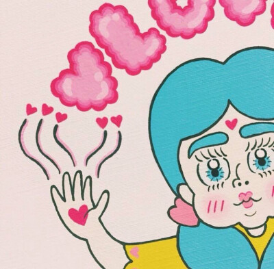 韩系少女涂鸦儿童画，复古，趣味，怀旧，粉红，头像壁纸