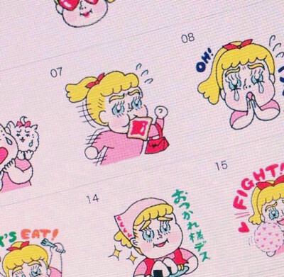 韩系少女涂鸦儿童画，复古，趣味，怀旧，粉红，头像壁纸