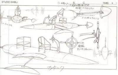 美哭了！动画大师宫崎骏 40 年原画手稿.4、《起风了》
纵然疾风起，人生不言弃。