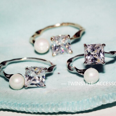 韩国新款欧美时尚经典韩版宋慧乔造型锆石贝壳珍珠开口戒指指环女