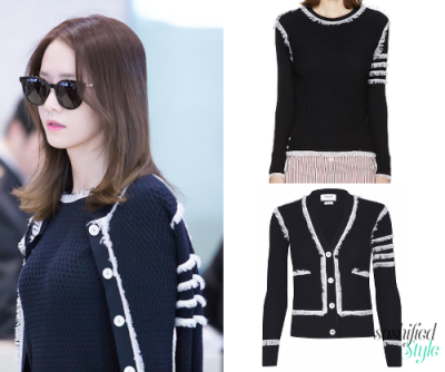 Thom Browne:
Navy Fringed Waffle Knit Pullover @ ssense.com $1,315
Navy Waffle Stitch Cardigan @ hervia.com £1,120