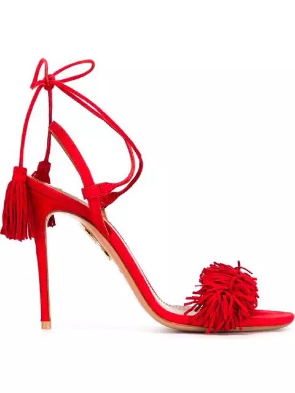 Aquazzura Wild Thing 流苏麂皮绒系带高跟凉鞋 