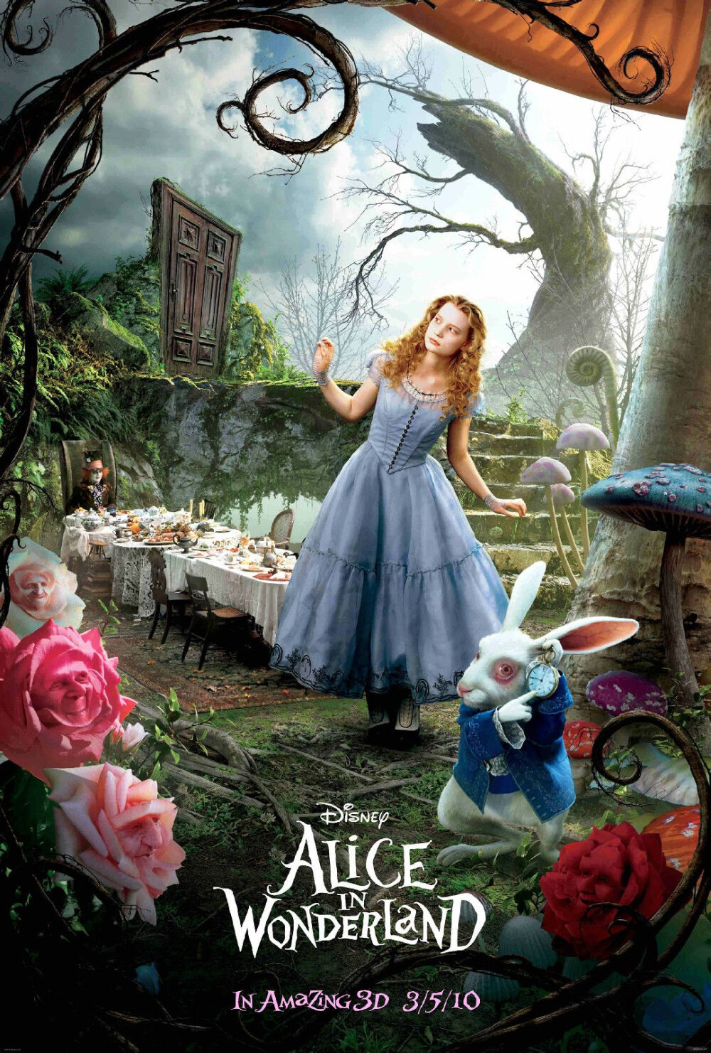 《爱丽丝梦游仙境》（Alice in Wonderland）是迪士尼的一部3D立体电影，其灵感来自于英国童话大师刘易斯·卡罗尔的《爱丽斯漫游仙境》和《爱丽丝镜中奇遇记》。影片获得第83届奥斯卡金像奖最佳服装设计奖 、最佳艺术指导奖。（画面做的太好了，做出这种效果来迪士尼大概无人能超越了吧。）