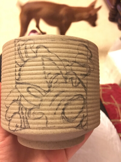 手绘花盆，高飞