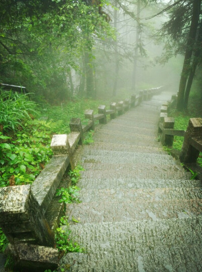 安徽九华山，烟雨蒙蒙