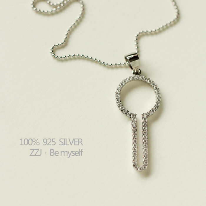 简约精致镶锆 925纯银 时尚钥匙 锁骨链 银项链 韩国女 ZZJ银饰HF
