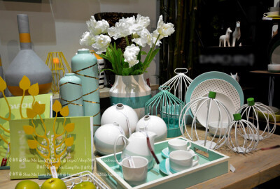 花瓶摆件 简约现代创意漫绿花器陶瓷圆形 客厅软装摆设渐变绿色