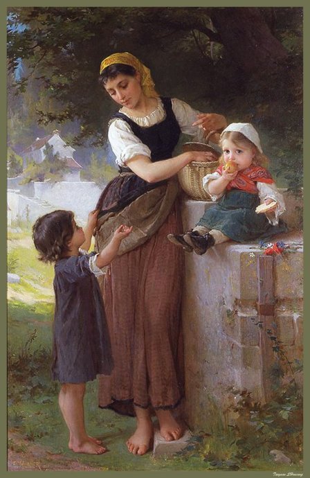 法国学院派画家Emile Munier (1840 - 1895)作品欣赏May I Have One Too（我也要一个）