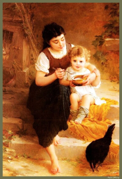 法国学院派画家Emile Munier (1840 - 1895)作品欣赏La Grande Soeur（大姐）