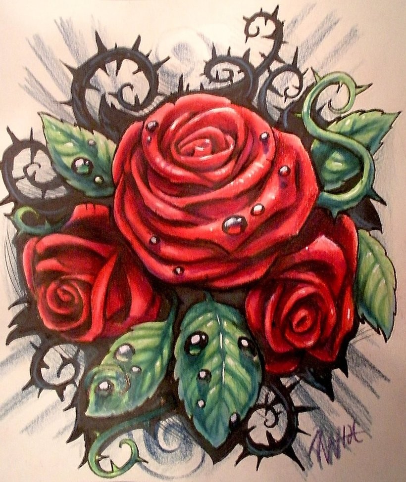 tattoo design 纹身手稿 设计图 玫瑰