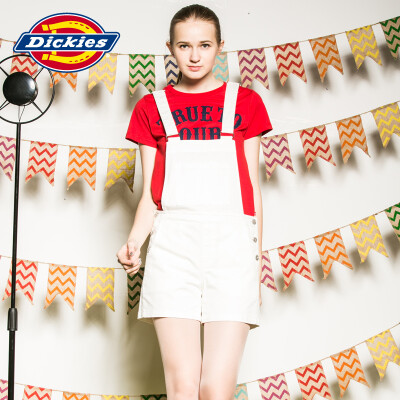 Dickies2016春夏女弹力斜纹短款背带裤161W40WD11