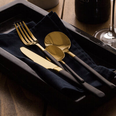 朵颐西餐餐具刀叉勺金色三件套牛排刀叉不锈钢刀叉咖啡勺果叉