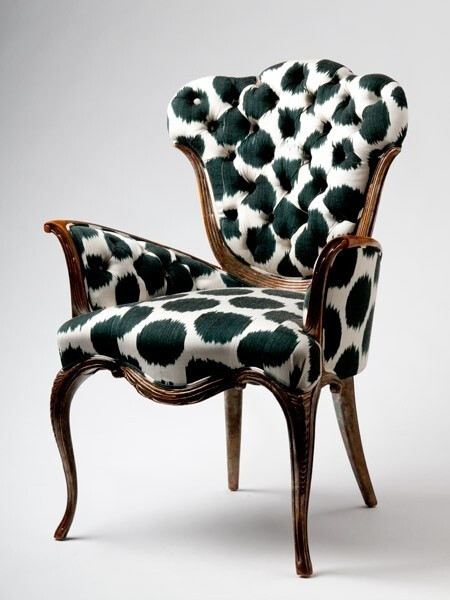 Forest Green Ikat Vintage Slipper Chair for the reading nook