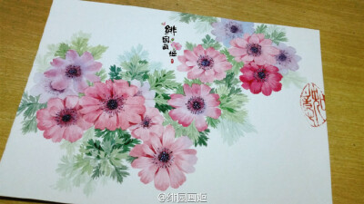 绘师：绯园画姬＃水彩＃＃花卉＃＃插画＃