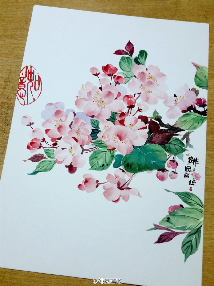 绘师：绯园画姬＃水彩＃＃花卉＃＃插画＃