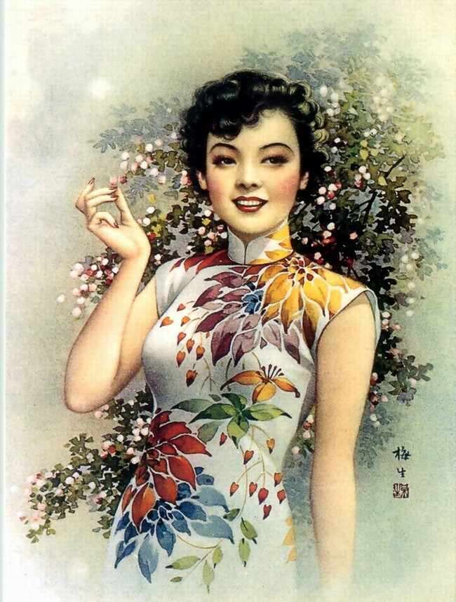 金梅生1902-1989生于上海，师从徐永清学习西画，1920年考入商务印书馆美术科专门从事月份牌的绘画，1930年成立了自己的画室，致力于创作月份牌画，近50年将毕生事业献给了中国商业艺术。他擅长画着中国戏装的美女。与谢之光、杭稚英一起将中国月份牌画推向一个更深的层次，三人作品中均吸收了中国画与西画的精髓而又各有千秋。1949年后，金先生成为中国美术家协会理事，任职于上海人民美术出版社。