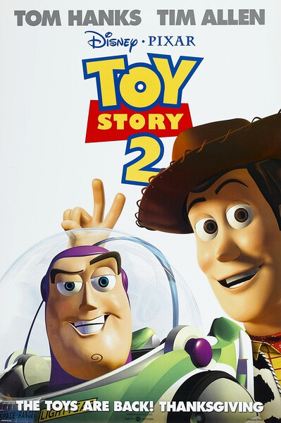 《玩具总动员2 Toy Story 2》１９９９年１１月２４日，２０１０年２月１２日（３Ｄ立体版），第３部迪士尼/皮克斯动画，长篇剧情３Ｄ动画片。由迪士尼/皮克斯第１部３Ｄ动画《玩具总动员》衍生剧情，系列第２部。奥斯卡最佳歌曲提名