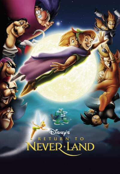 《梦不落帝国 Return to Never Land》２００２年２月１５日，迪士尼电影版卡通，DisneyToon Studios制作，TR（于影院上映），长篇剧情动画片。由迪士尼第１４部经典动画《小飞侠》衍生剧情，系列第２部